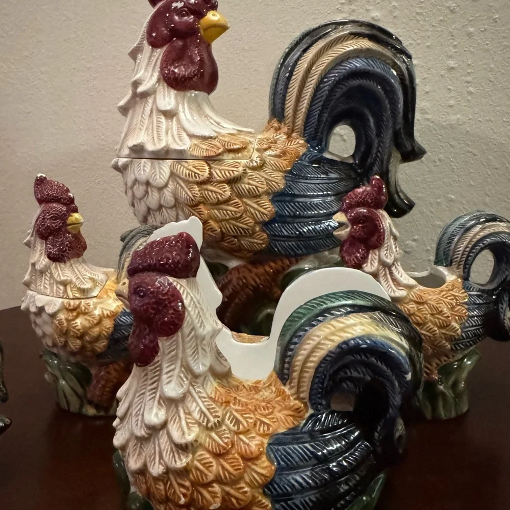 Vintage Jay Imports Rooster Cookie Jar Set
